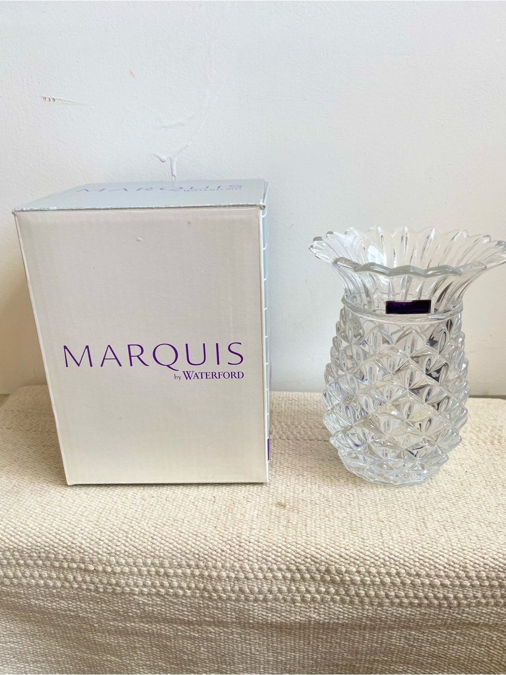 Marquis by Waterford Wedge Crystal Pineapple Vase 6.25" Clear NEW